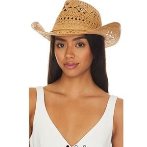 NWT Revolve 80R Cheyenne Straw Woven Western Cowboy Sun Hat Brown